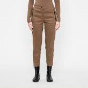 Sarah Pacini Linen Blend Ankle Zipper Pants